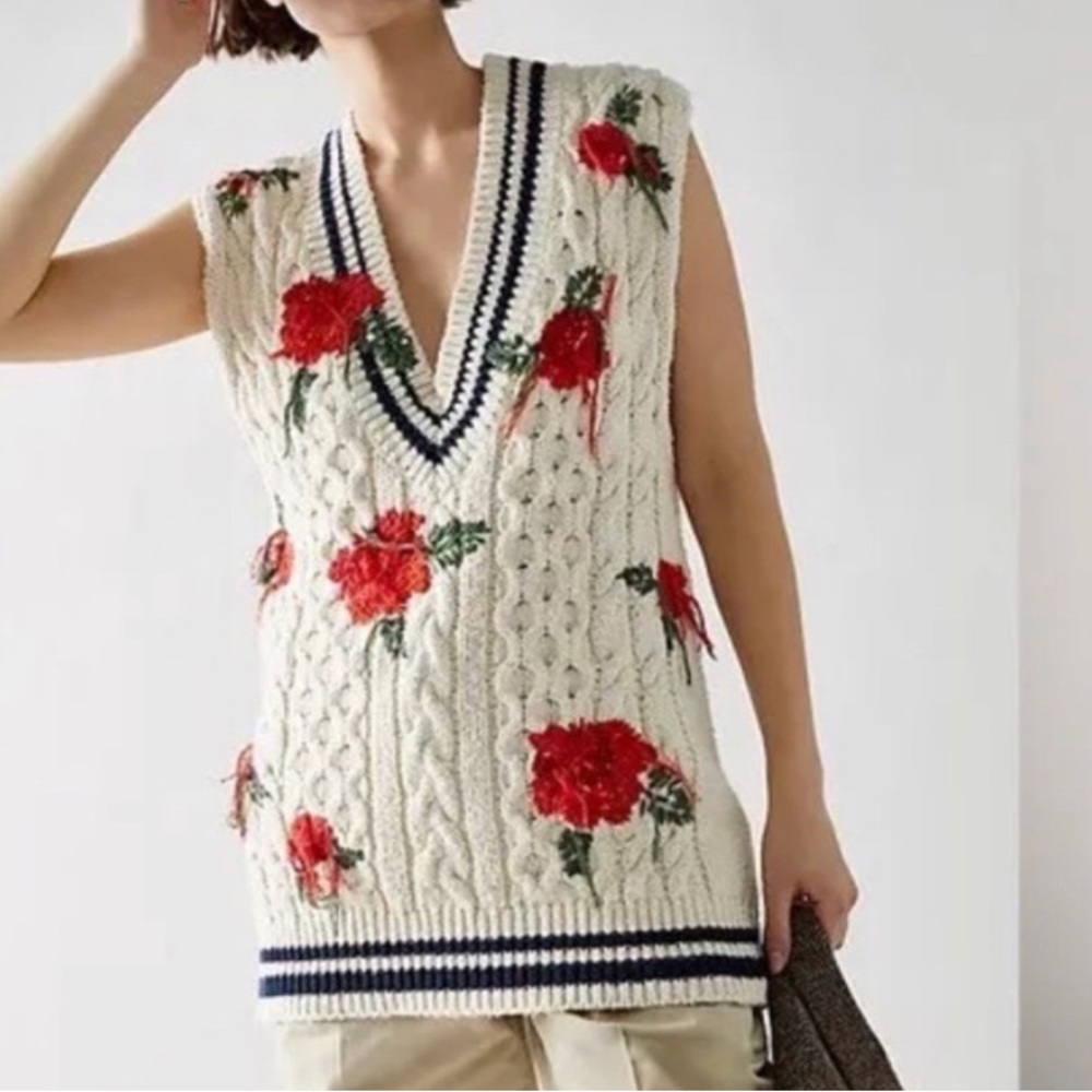 Free People Good Karma Cable Knit Sweater Vest in Gardenia